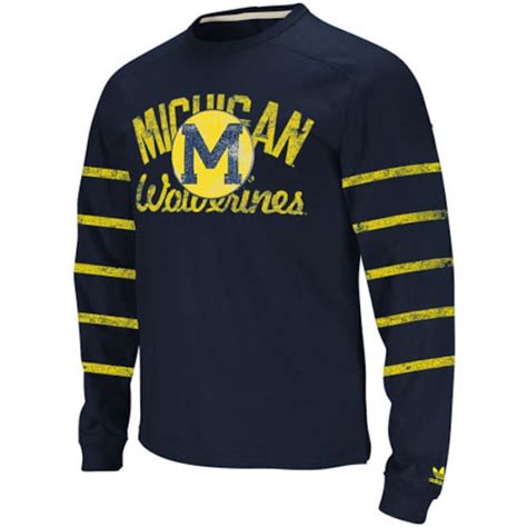 adidas Michigan Wolverines Homecoming Long Sleeve T-Shirt - Navy Blue ...