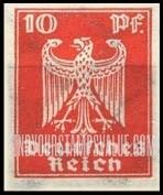 German Eagle 10pf Vermilion stamp price, value