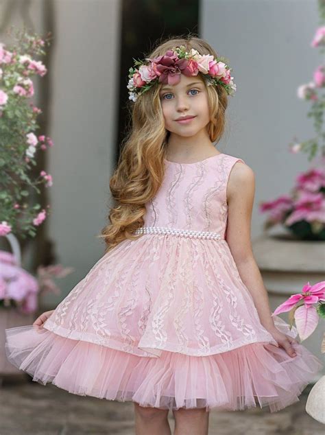 Girls Embroidered Bodice with Pearl Detail Waist Special Occasion Dress in 2021 | Little girls ...