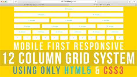 Mobile First Responsive 12 Column Grid System using only HTML5 and CSS3 - YouTube