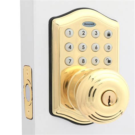 Honeywell Polished Brass Keypad Electronic Knob Entry Door Lock-8732001 ...