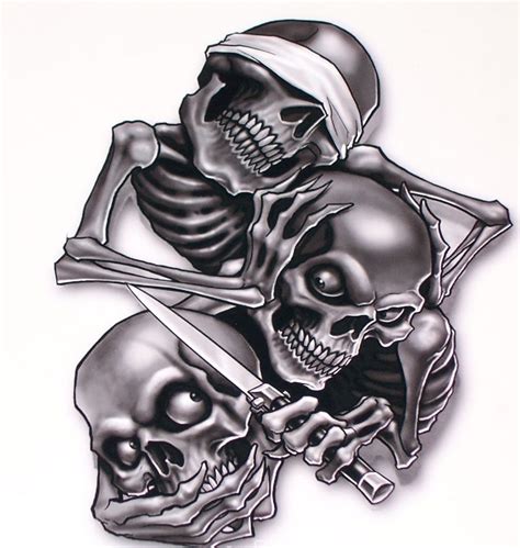 evil skulls airbrush black and white on cars - Google Search Full ...