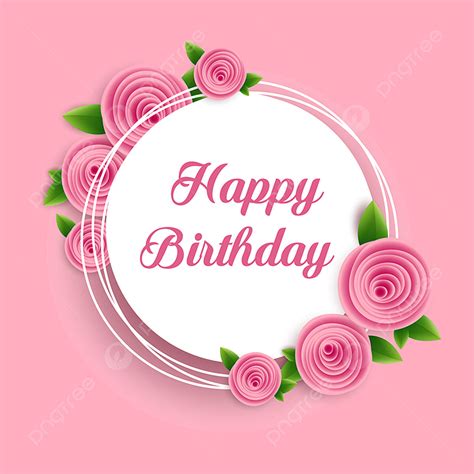 Happy Birthday Cards Hd Transparent, Pink Flower With Happy Birthday ...