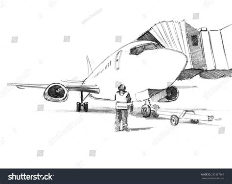 Handdrawing Airplanes Airport Artistic Pencil Style Stock Illustration 231837667 - Shutterstock