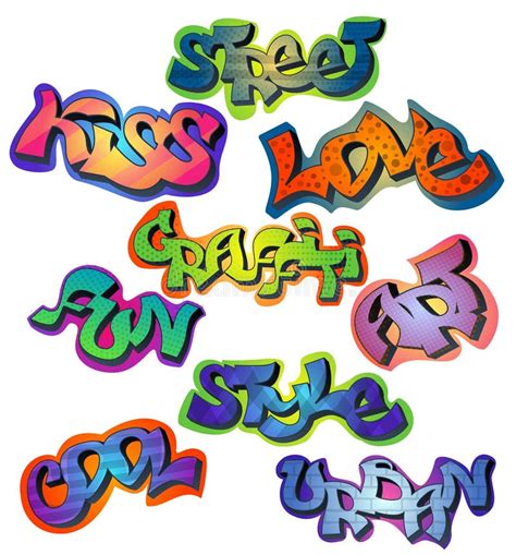 Graffiti words set stock vector. Illustration of poster - 46945038