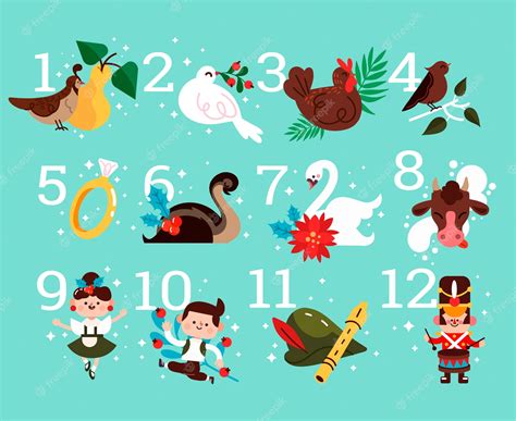 Premium Vector | Flat 12 days of christmas illustration