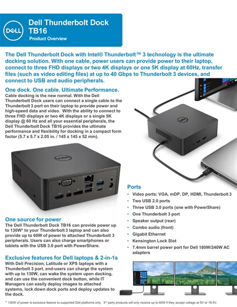 Dell Business Thunderbolt 3 Usb C Dock Tb16 - Business Walls