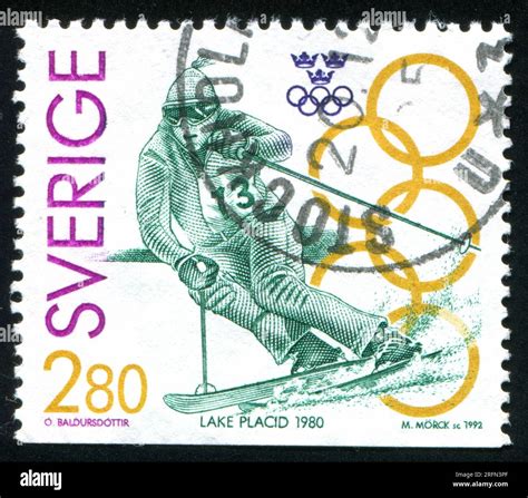 SWEDEN - CIRCA 1992: stamp printed by Sweden, shows Ingemar Stenmark ...