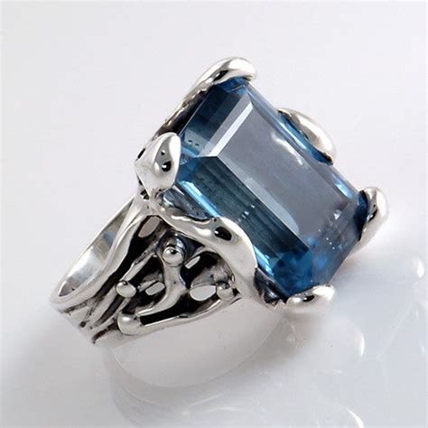 Sterling Silver Topaz Organic Style Ring Size 6.5 - DeSantis Jewelry