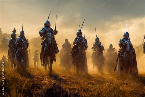 Medieval knights army ilustração do Stock | Adobe Stock