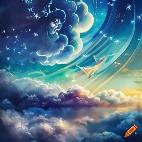 A dream of clouds and fantasy, magic dream art, dream illustration, cocept