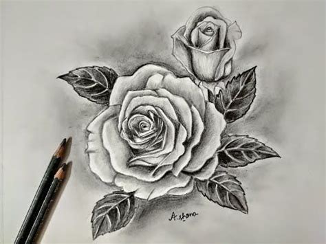 How To Draw A Rose || Pencil Shading Work - YouTube Rose Pencil Sketch ...