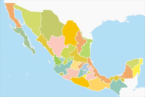 Mapa de mexico con division politica sin nombres - Imagui