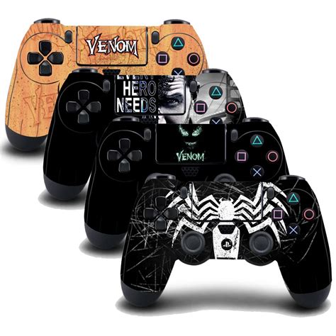 4PCS PS4 Controller Venom Vinyl Skin Sticker Decal Cover for ...