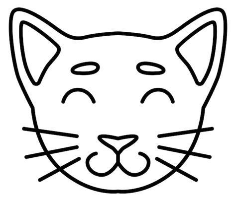 Premium Vector | Cat face icon smiling pet head line symbol