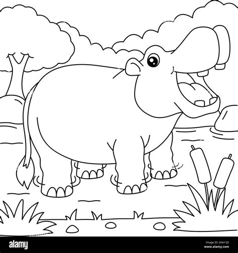 Hippopotamus Coloring Page for Kids Stock Vector Image & Art - Alamy