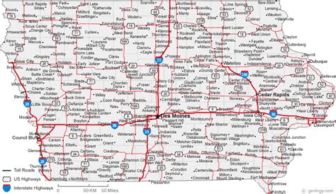 Map of Iowa Cities - Iowa Road Map