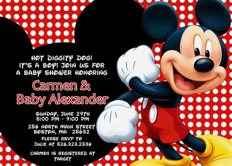 Mickey Mouse baby shower personalized invitation or birthday PRINTABLE - Greeting Cards ...