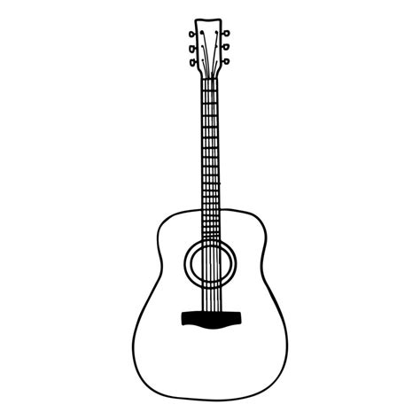 Hand Drawn guitar doodle icon isolated on white background. vector ...