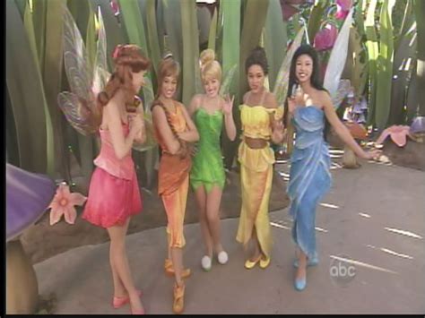 Rosetta, Fawn, Tinker Bell, Iridessa and Silvermist in Pixie Hollow of Fantasyland at Disneyland ...