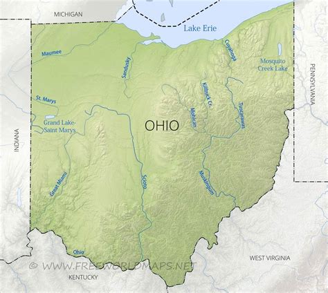 Ohio Map With Rivers And Lakes - United States Map