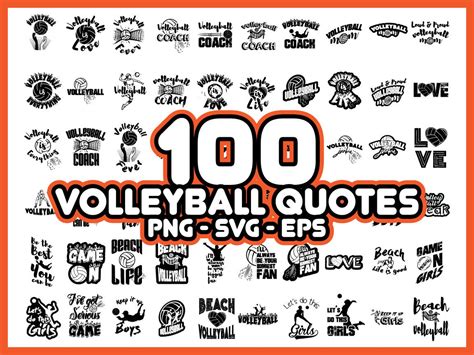 100 Volleyball Quotes SVG / PNG Bundle Instant Download - Etsy