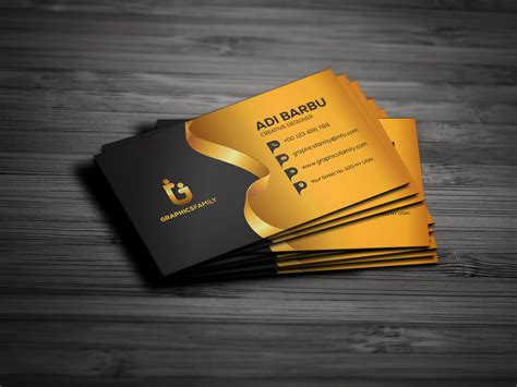 Free Business Card Design – Gold And Black Colors – GraphicsFamily