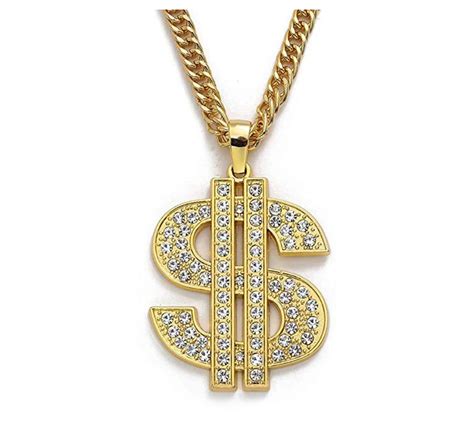 Money Necklace Gold Color Metal Alloy Cash Money Chain Simulated Diamo – Gold Diamond Shop