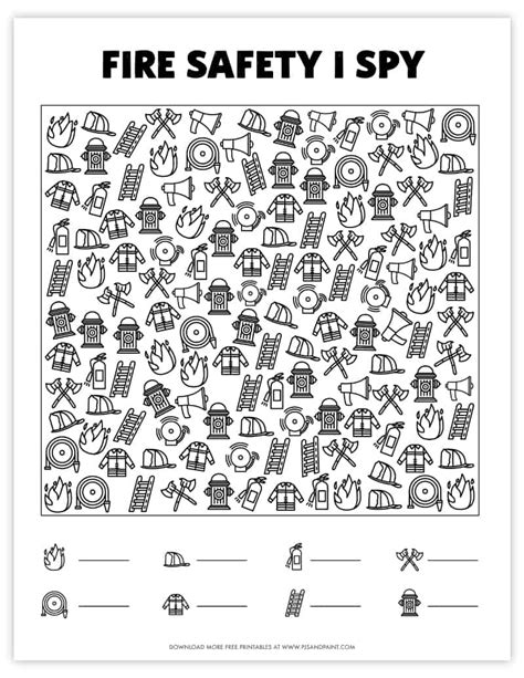 Fire Safety I Spy - Free Printable I Spy Games - Pjs and Paint