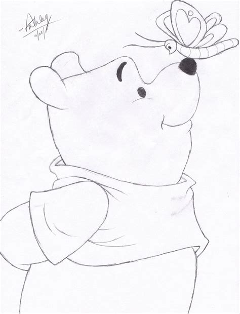 Cute Disney Character Drawing: Winnie the Pooh with Butterfly