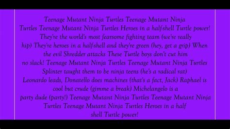 Teenage Mutant Ninja Turtles Theme Song Lyrics (1987) - YouTube