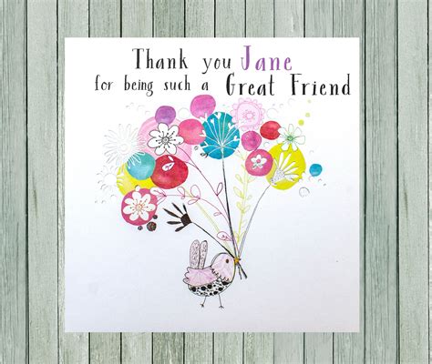 Personalised Thank You Friend Card Customised Thank You Card - Etsy UK