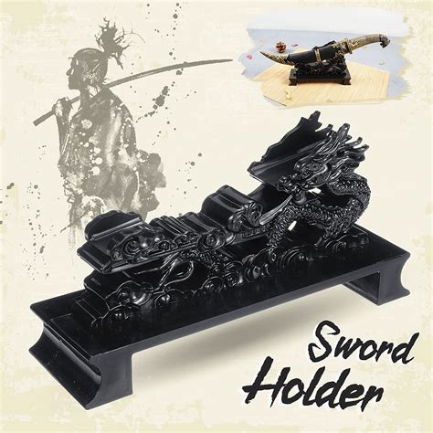 Black Katana Samurai Sword Holder Stand Display Dragon Shape Bracket Base 7.5×2.2×3.9Inches ...