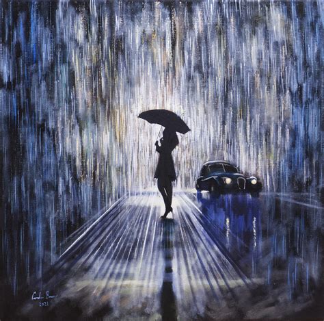 Woman in the rain Painting by Gordon Bruce - Fine Art America