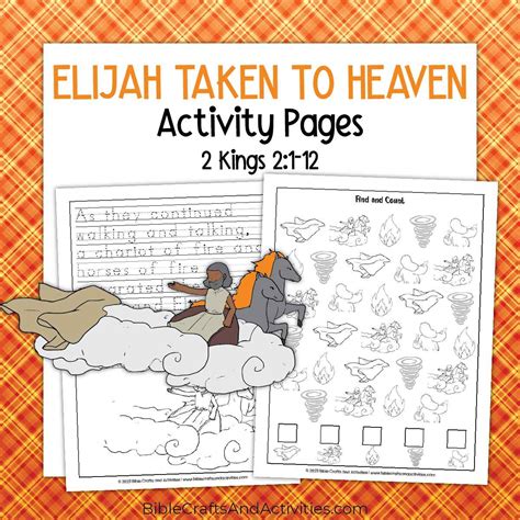 Elijah Taken to Heaven Activity Pages - Bible Crafts Shop