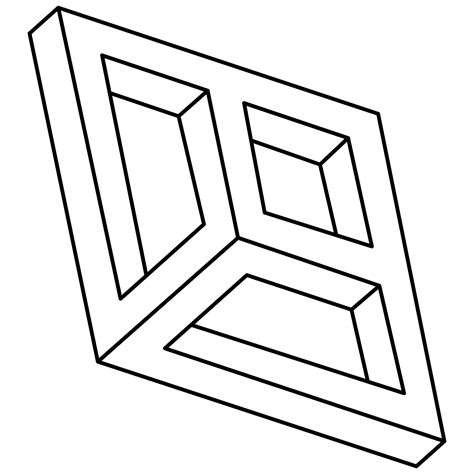 Optical illusion, impossible figure, isometric drawing. Isolated on a ...