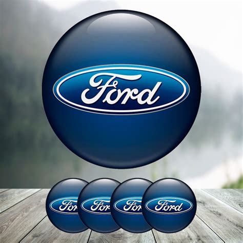 Set of 4 Pcs Ford Stickers Center Wheel Caps Decals High Quality Emblem ...