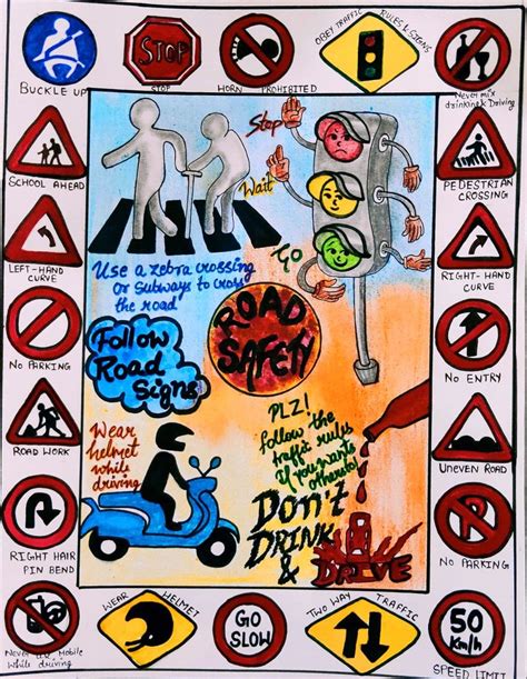 Poster on road safety 👮🚦 | Safety posters, Road safety poster, Awareness poster