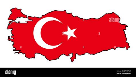 Outline silhouette flag map of Turkey over a white background Stock Photo - Alamy