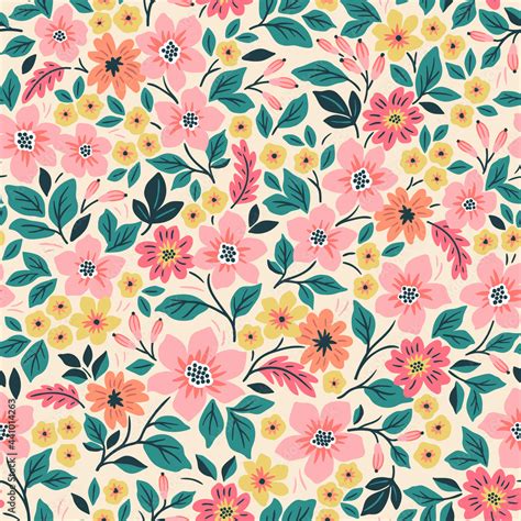 Cute floral pattern in the small flowers. Seamless vector texture. Elegant template for fashion ...