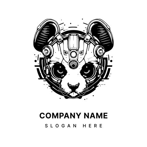 Panda Head Logo Hand Drawn Illustration black and white 21337664 Vector Art at Vecteezy