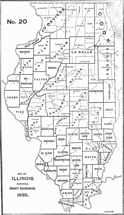 1835 Illinois County Formation Map