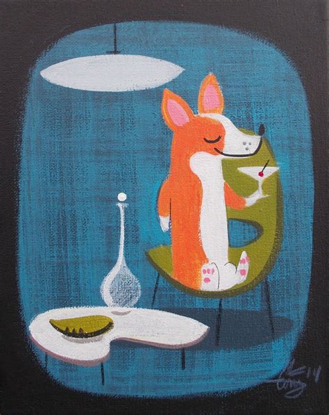 El Gato Gomez Digital Art Print Mid Century Modern 1950s Dog Welsh ...