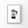 Coffee Art Print, Cafetiere Illustration, Pour Over Coffee by Carissa ...