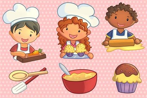 Süßes Kinder Kochen Clipart Set Kawaii Kinder Backen Clip - Etsy.de ...