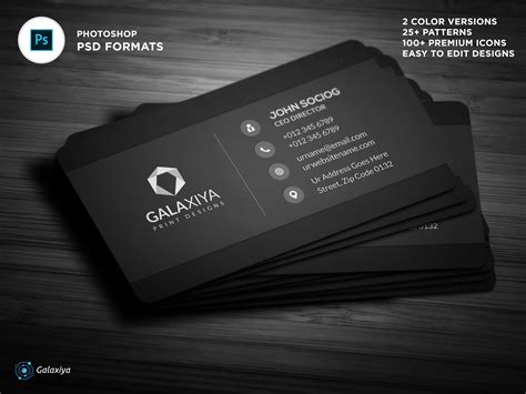 Sleek Dark Black Business Cards | Business Card Templates ~ Creative Market