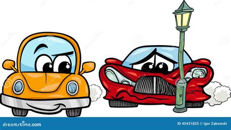 Sports Car Crashed Cartoon Illustration Stock Vector - Image: 45431825