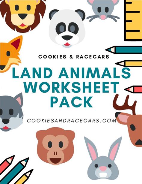 Land Animals Worksheet Pack includes tracing, missing letter, addition ...