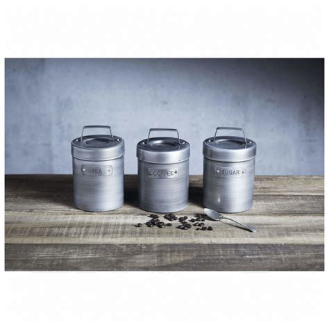 Industrial Kitchen Vintage-Style Metal Coffee Canister | Coffee canister, Tea coffee sugar ...