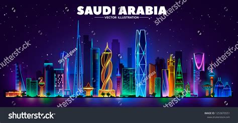 Night Saudi Arabia Skylinevector Illustration Stock Vector (Royalty ...